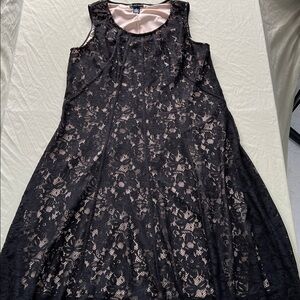 Black Lace sleeveless Midi formal evening Dress 2X